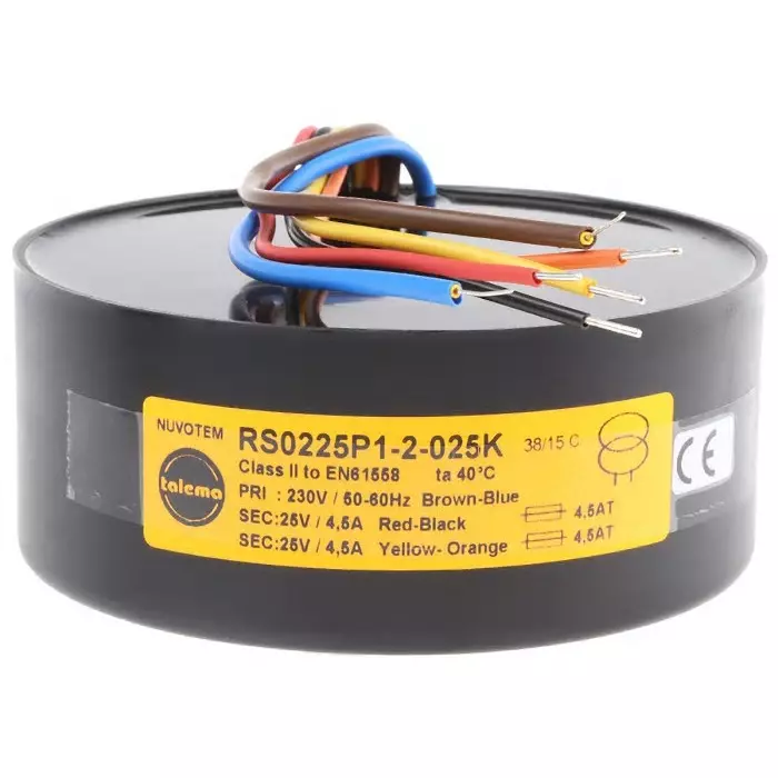 Nuvotem Talema Toroidal Transformer 230V AC 2 x 25V AC 225VA 2 Output, 0225P1-2-025K