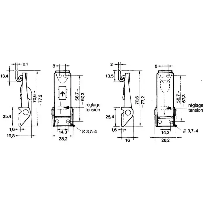 Pinet Steel Toggle Latch 77.2 x 28.2 x 16mm (Pack of 2 Pcs)