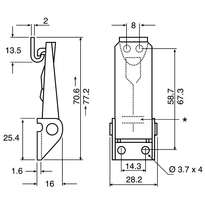 Pinet Steel Toggle Latch 77.2 x 28.2 x 16mm (Pack of 2 Pcs)