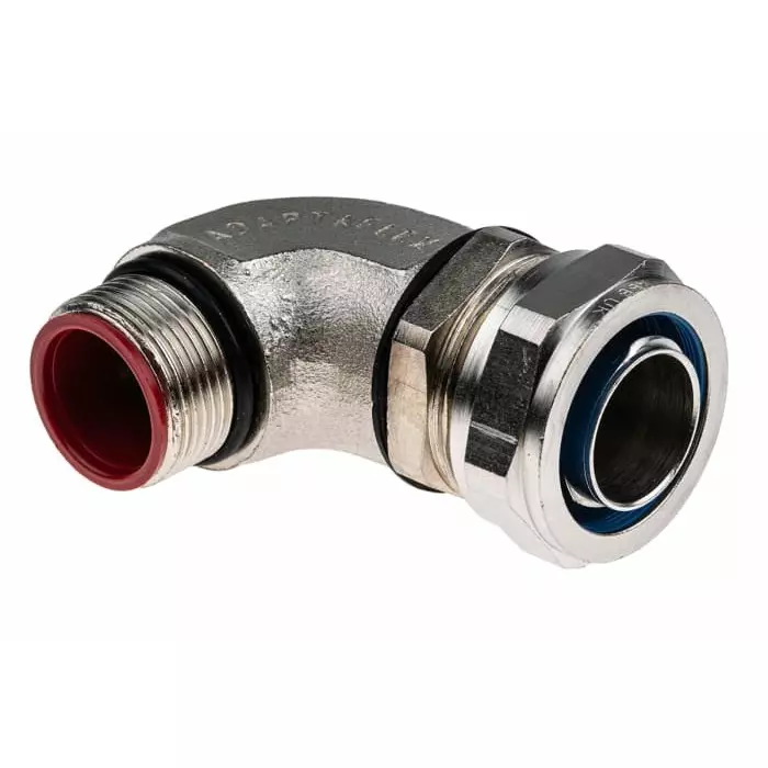 Adaptaflex 90° Elbow Conduit Fitting 25mm Nominal Size M25 Steel Silver IP67 Rating, SPL25/M25/90 X 5 (Pack of 5 Pcs)