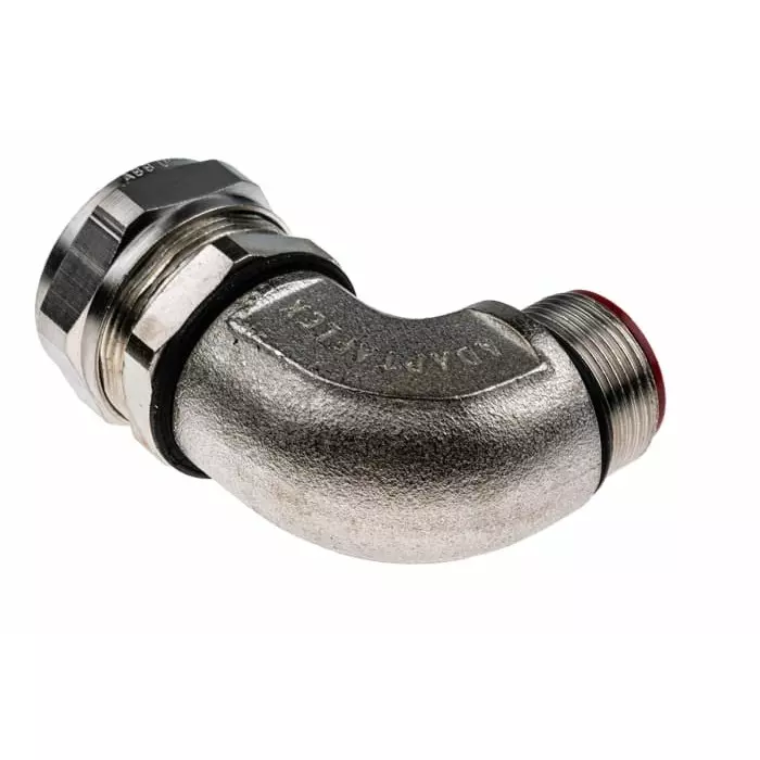 Adaptaflex 90° Elbow Conduit Fitting 25mm Nominal Size M25 Steel Silver IP67 Rating, SPL25/M25/90 X 5 (Pack of 5 Pcs)