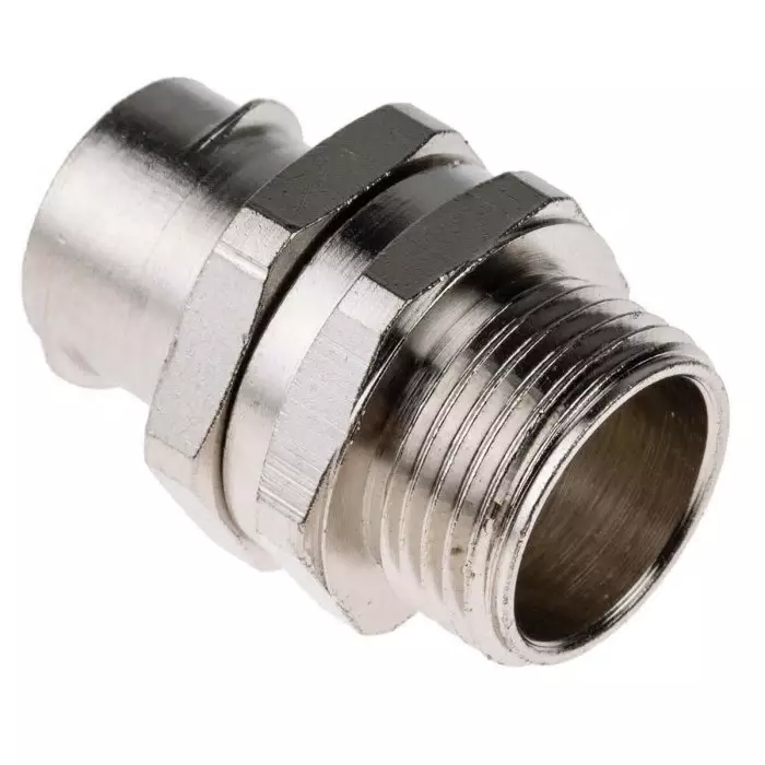 Adaptaflex Swivel Conduit Fitting 20mm Nominal Size M20 Brass Silver IP40 Rating, 7TCA296010R0074S20/M20/B (Pack of 10 Pcs)