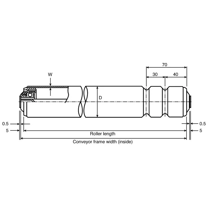 Interroll M8 Conveyor Roller 50mm x 450mm, 17X3JAELAE