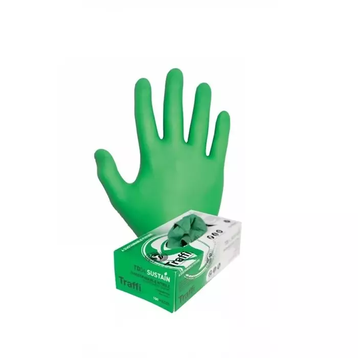 Traffi Powder-Free Nitrile Disposable Gloves Green Size XS, A-TD04-GR-XXL (100 Pair Per Pack)