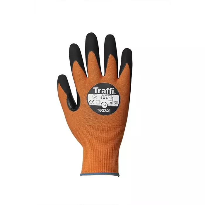 Traffi Cut Resistant Nylon Gloves Nitrile Coating Amber Size 7, TG3240-07 (1 Pair)