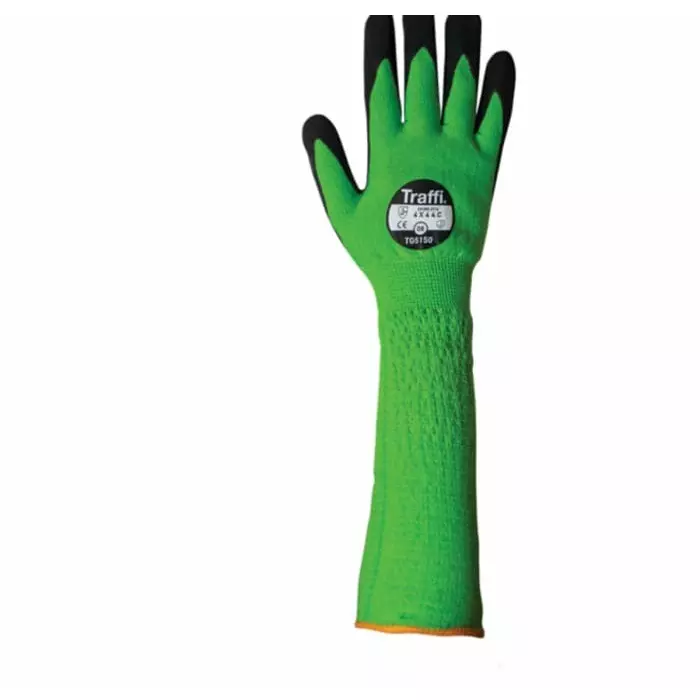 Traffi Cut Resistant Nylon Gloves Nitrile Coating Green Size 11, TG5150-10 (1 Pair)