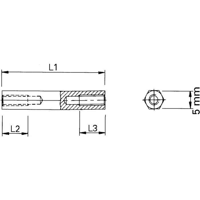 ESSENTRA COMPONENTS Threaded Standoff M3 Thread 25 mm Body Brass Female/Female, HTSB-M3-25-5-1