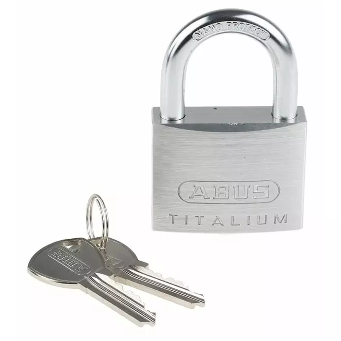 ABUS 64TI Key Weatherproof Titanium Weatherproof Padlock 8 mm Shackle 50 mm Body, 64TI/50