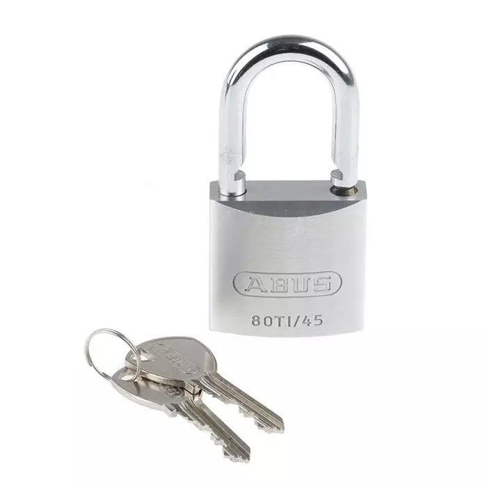 ABUS Key Weatherproof Titanium Weatherproof Padlock 8 mm Shackle 45 mm Body, 80TI/45