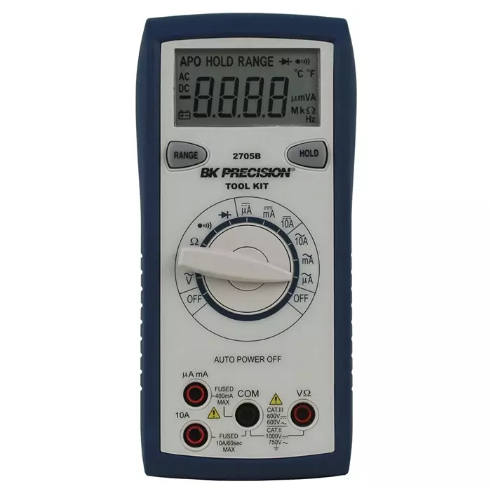 BK Precision Handheld Digital Multimeter 10A ac Max 10A dc Max 750V ac Max - RS Calibrated, BK2705B