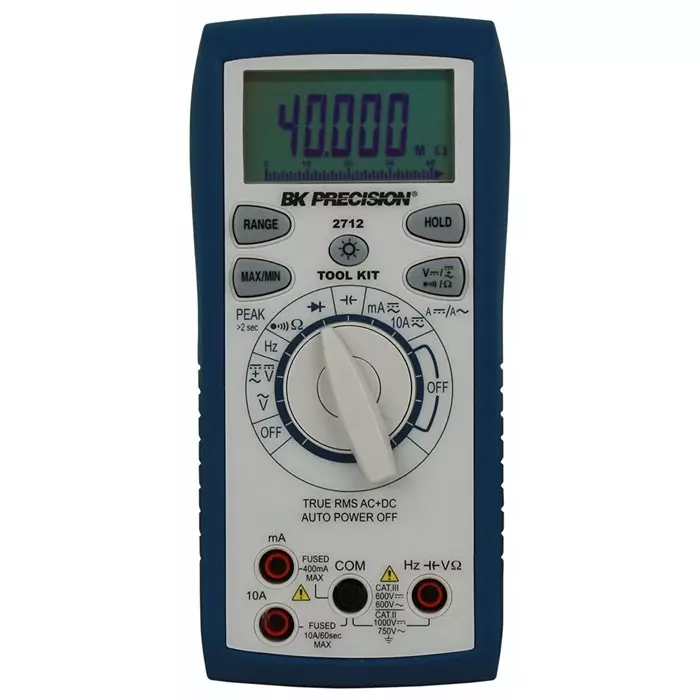 BK Precision Handheld Digital Multimeter True RMS 10A ac Max 10A dc Max 750V ac Max - RS Calibrated, BK2712