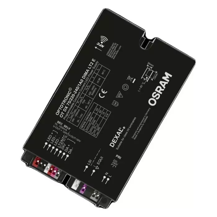 OSRAM LEDVANCE Dimmable LED Driver 35-115V Output 75W Output 1.05A Output Constant Current Dimmable, OT-DX-75/220-240/1A0-DIMA-LT2-E