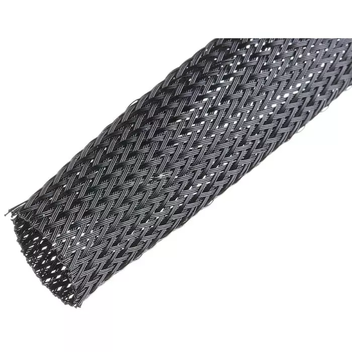 SES Sterling Expandable Braided PET Black Cable Sleeve 19mm Diameter 25m Length, 6240009010