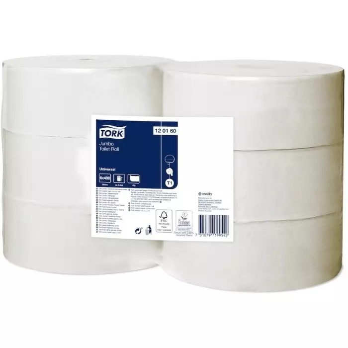 Tork Toilet Roll White 1-Ply 2400 Sheets, 120160