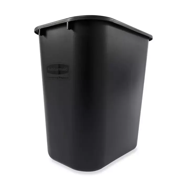 RUBBERMAID Rectangular Basket 26 Black Snap On Polythene Waste Bin, FG295600BLA
