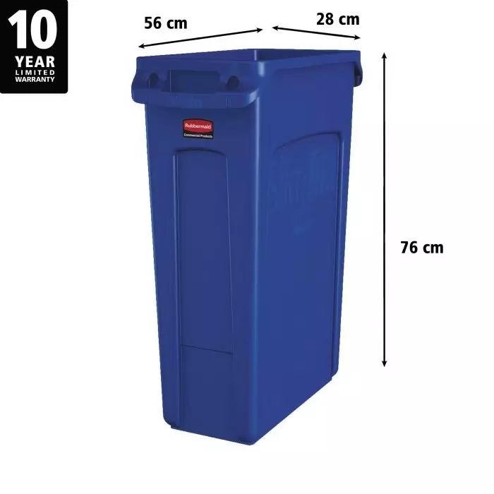 RUBBERMAID Slim Jim 87L Blue PE Waste Bin, FG354007BLUE