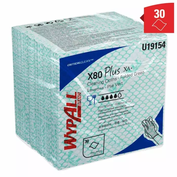 Kimberly Clark Wypall X80 Plus Critical Clean Green Wipes for Cleaning Dry Use, 19154