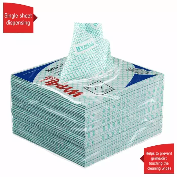 Kimberly Clark Wypall X80 Plus Critical Clean Green Wipes for Cleaning Dry Use, 19154