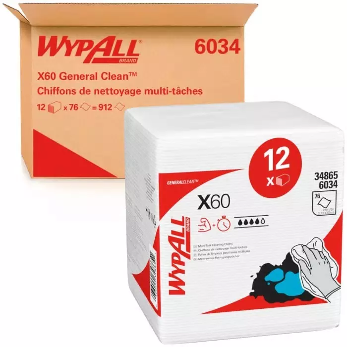 Kimberly Clark WypAll White Cloths for General Cleaning Dry Use 305 x 318mm Repeat Use, 6034