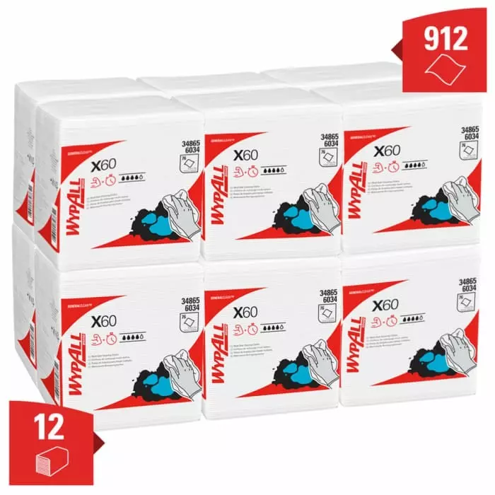 Kimberly Clark WypAll White Cloths for General Cleaning Dry Use 305 x 318mm Repeat Use, 6034