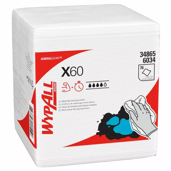 Kimberly Clark WypAll White Cloths for General Cleaning Dry Use 305 x 318mm Repeat Use, 6034
