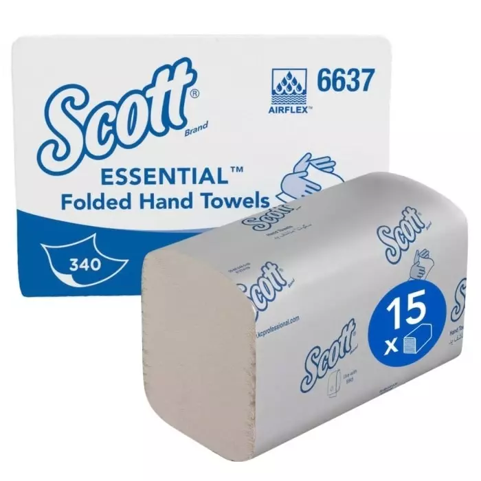 Kimberly-Clark Scott Folded White Paper Towel 186mm 340 Sheets, 6637