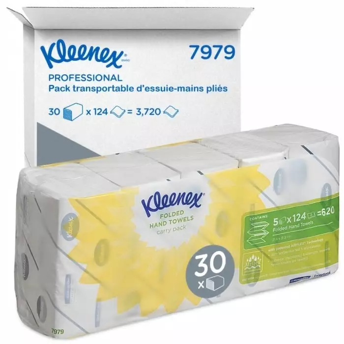 Kimberly-Clark Kleenex Folded White Paper Towel 215mm 2-Ply 3720 Sheets, 7979