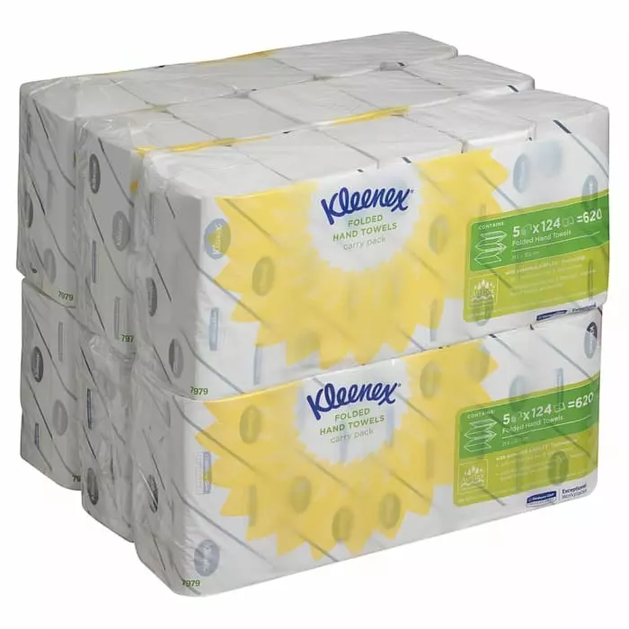 Kimberly-Clark Kleenex Folded White Paper Towel 215mm 2-Ply 3720 Sheets, 7979