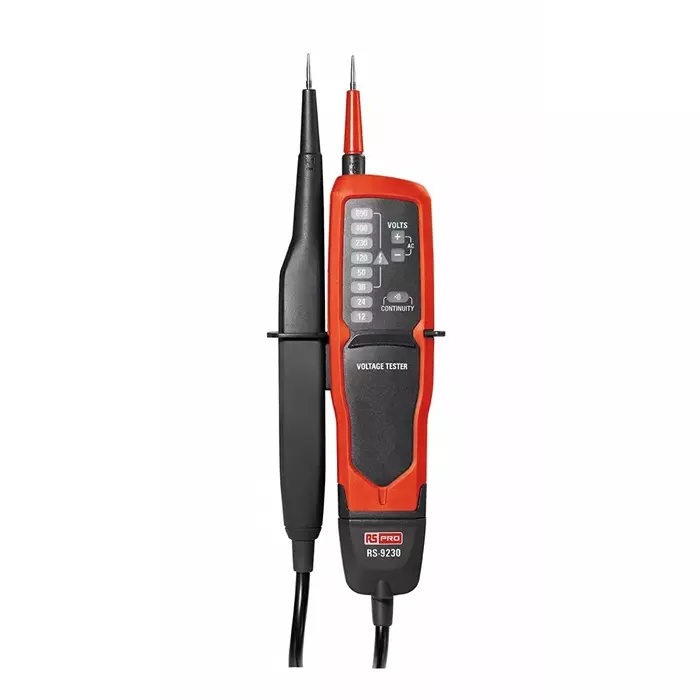 RS PRO LED Voltage Tester 600V ac/dc Continuity Check Battery Powered CAT III 1000V, DT-9230