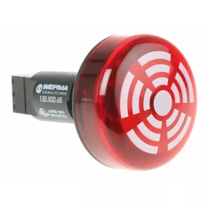 Werma Sounder Beacon 150 Series Red Buzzer 230 V AC IP65 Panel Mount 80dB at 1 Metre, 150.100.68