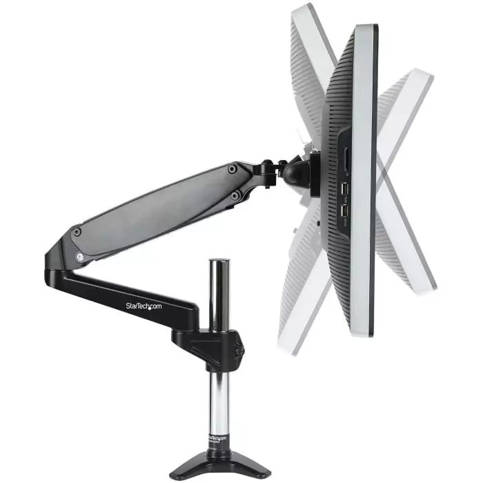 StarTech.com Desk Mounting Monitor Arm for 1 x Screen 49 inch Screen Size, ARMPIVOTE2