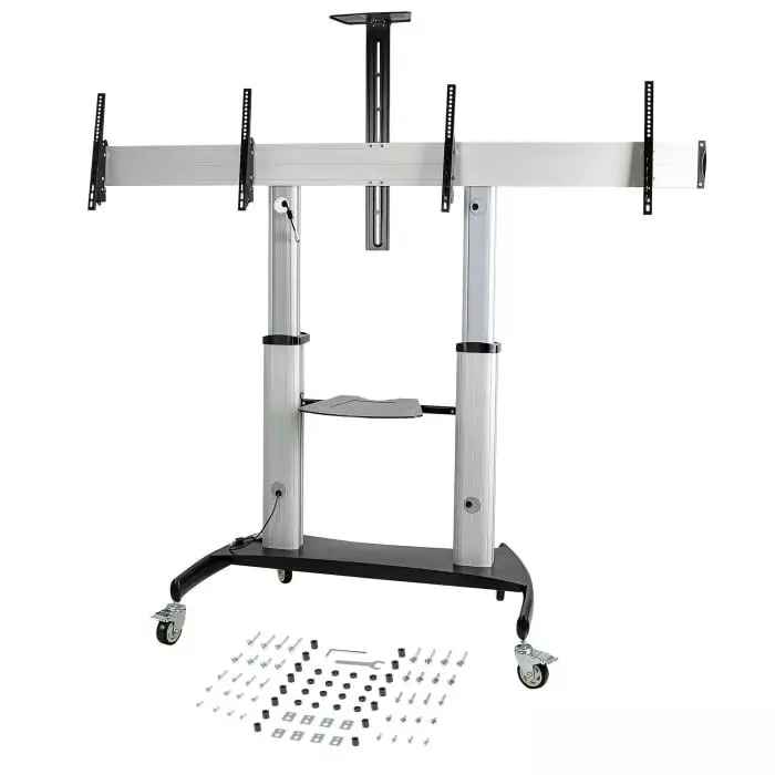 StarTech.com Floor Mounting Mobile TV Stand for 2 x Screen 60 inch Screen Size, STNDMTVDUO