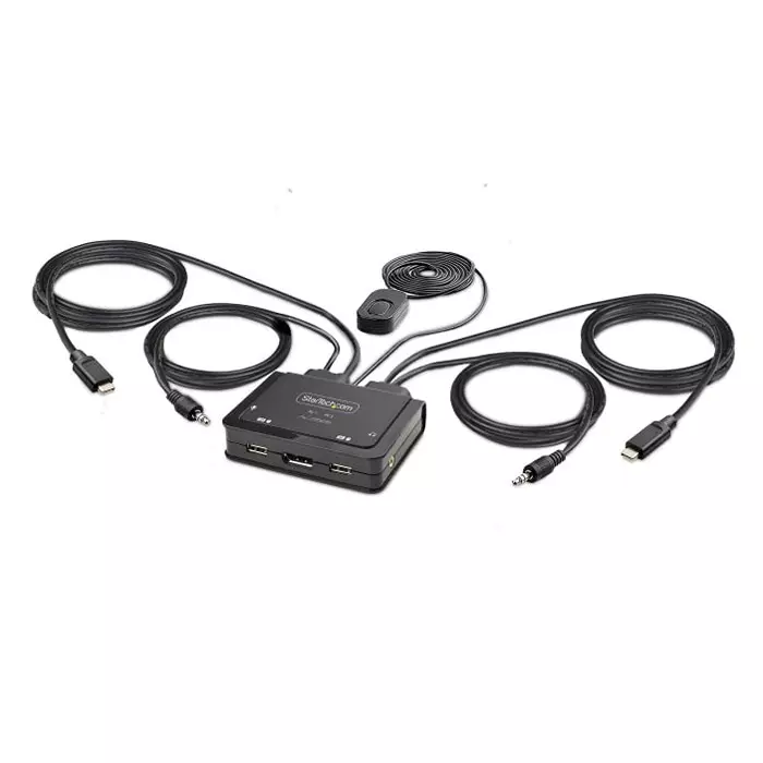 StarTech.com 2 Port USB KVM Switch 3.5 mm Stereo 5120x1440 Maximum Resolution, C2-D46-UC2-CBL-KVM