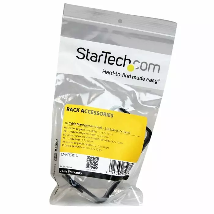 StarTech.com Steel Cable Management Ring for Use with Server Racks and Cabinets Wiring Closets, CMHOOK1U