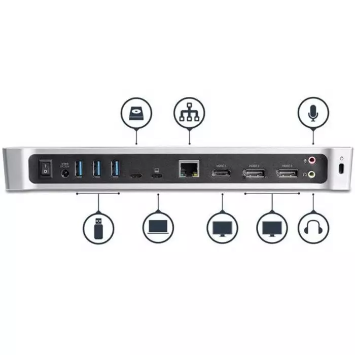 StarTech.com Triple Monitor 4K USB-C Docking Station 5 x USB Ports, DK30CH2DPPDU
