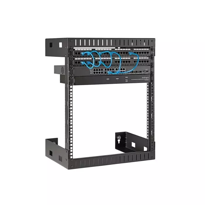 StarTech.com Black 12U Steel Server Rack with 2-Post Frame, RK12WALLO
