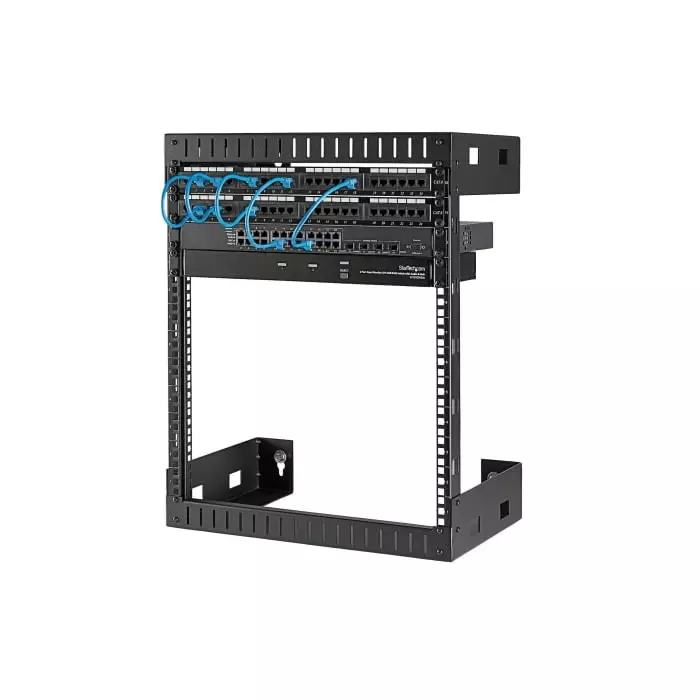 StarTech.com Black 12U Steel Server Rack with 2-Post Frame, RK12WALLO
