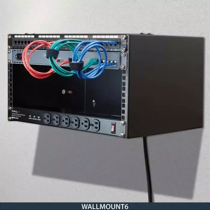 StarTech.com Black 6U Steel Server Rack with 2-Post Frame, WALLMOUNT6