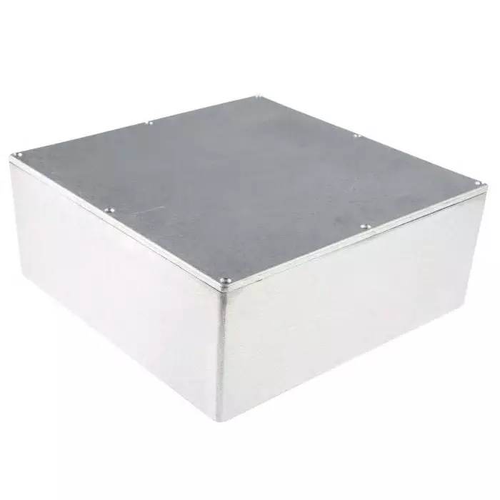 RS PRO Silver Die Cast Aluminium Enclosure IP66 Silver Lid 250 x 250 x 100 mm
