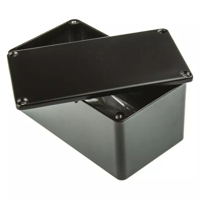 RS PRO Black Die Cast Aluminium Enclosure Black Lid 114.4 x 63.7 x 55.1 mm
