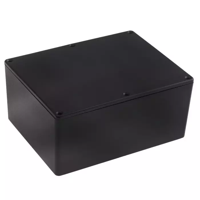 RS PRO Black Die Cast Aluminium Enclosure Black Lid 165.8 x 127.3 x 76.3 mm
