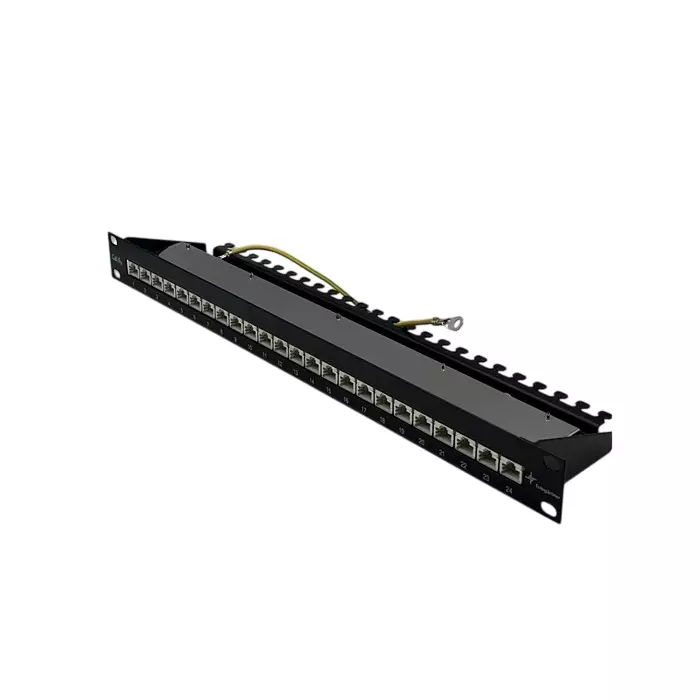 Telegartner Telegartner Data Series Cat6a 24 Port RJ11 RJ12 RJ45 RJ Patch Panel Shielded 1U Black, J02023S0050