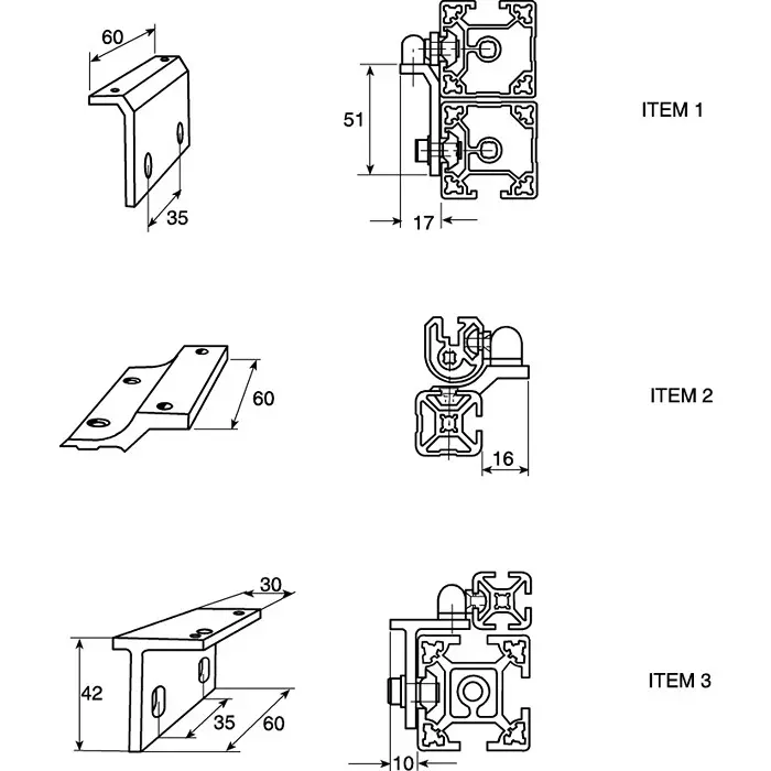 FlexLink Ball Latch Kit XD 11 mm Slot 22 mm 44 mm Strut Profile, XDEL 60 BA