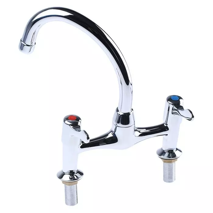 Pegler Yorkshire Chrome Plated Brass Quarter Turn Lever Handle Dual Flow Pillar Pattern Sink Mixer 1/2in, 320027