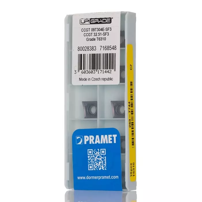 DORMER PRAMET CCGT Series Lathe Insert 4.22 mm Height 9.7 mm Length, CCGT 09T304E-SF3:T6310 (Pack of 10)