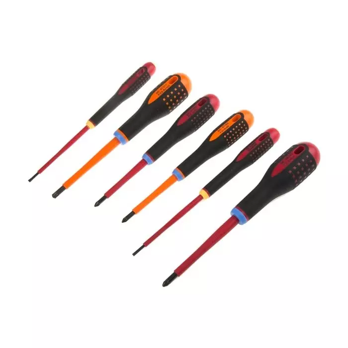 Bahco Phillips Pozidriv Slotted Insulated Screwdriver Set, BE-9884S (Set of 6 Pcs)