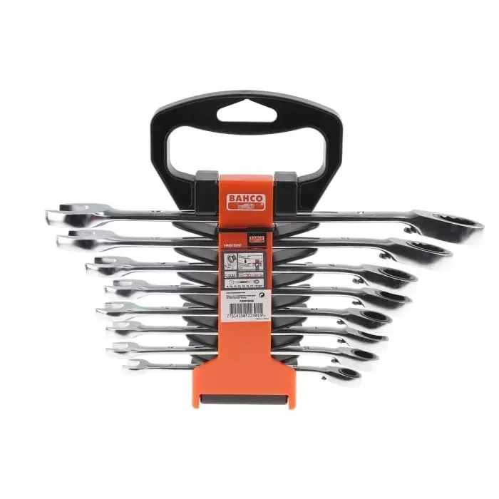 Bahco 1RM Series Ratchet Spanner Set 8-19 mm Alloy Steel, 1RM/SH8 (Set of 8 Pcs)