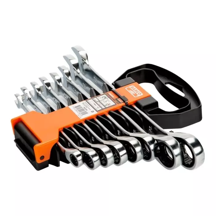 Bahco 1RM Series Ratchet Spanner Set 8-19 mm Alloy Steel, 1RM/SH8 (Set of 8 Pcs)