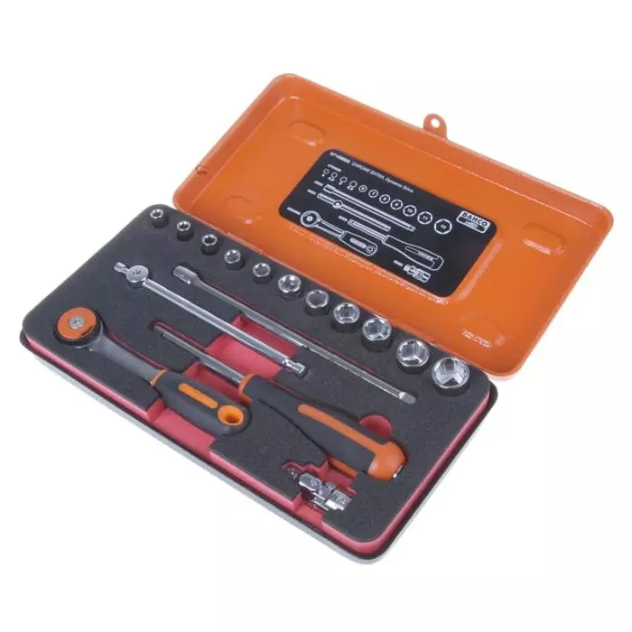 Bahco Standard Socket Set Metric 1/4 inch with Ratchet 6 Point, 6715MGS (Set of 16 Pcs)