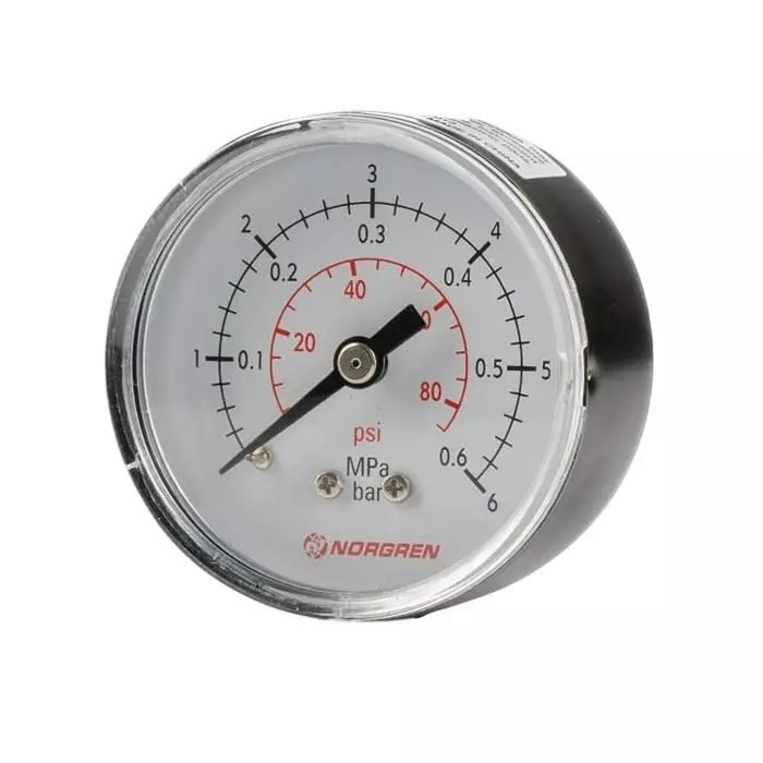 Norgren Analogue Pressure Gauge 6 Bar Back Entry 50 mm Outside Diameter, 18-013-012